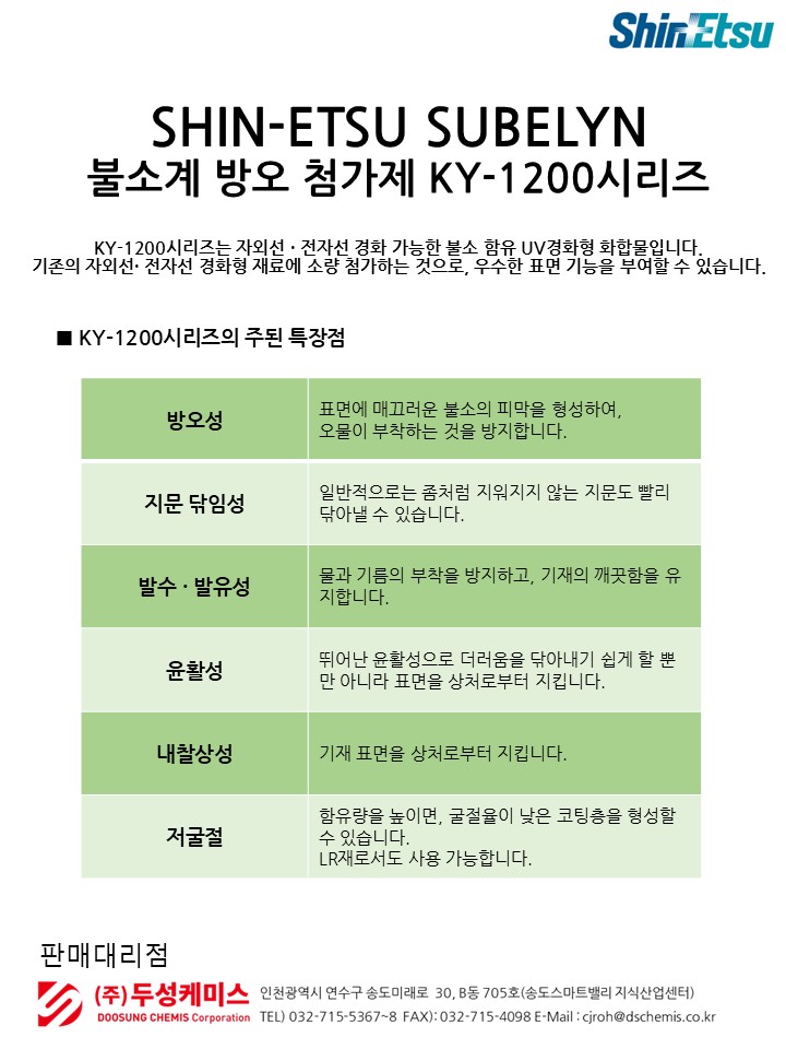 불소계 방오, 발수, 발유 첨가제 KY-1200시리즈